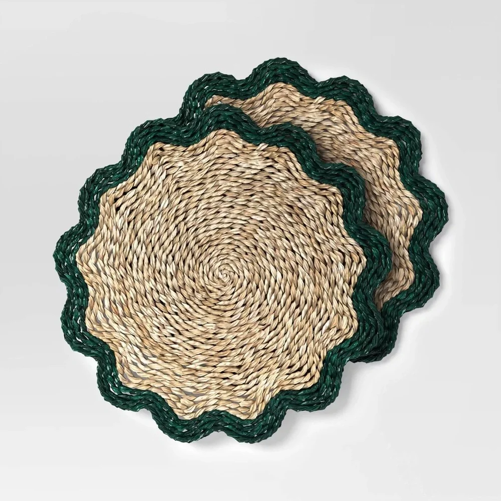 2pk Woven Seagrass Charger Placemat Green - Threshold